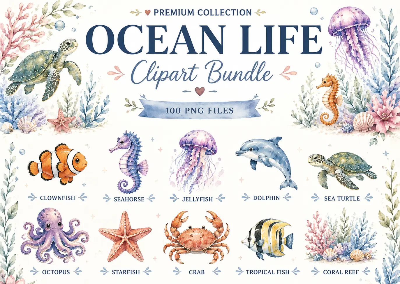 Ocean Life clipart collection preview