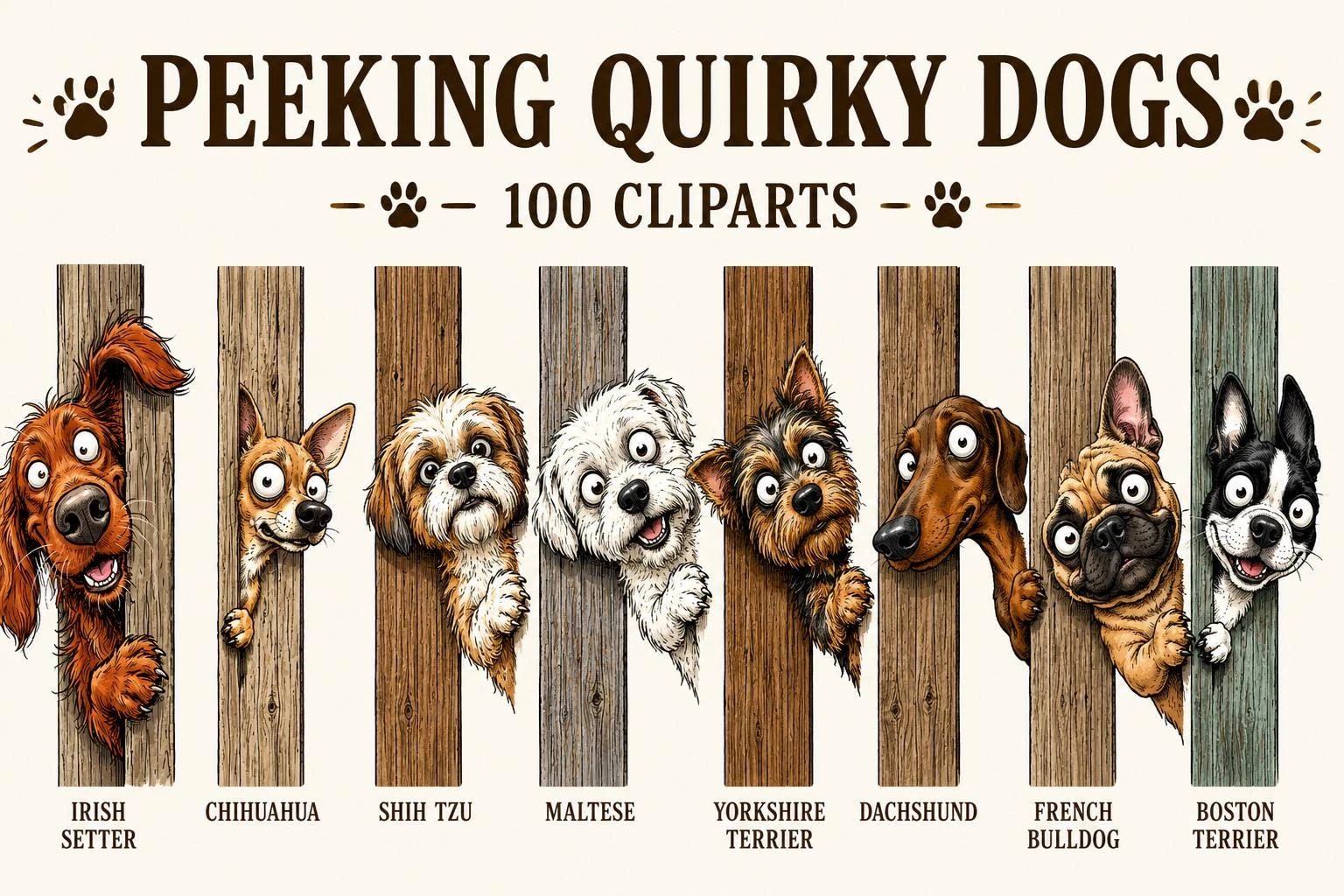 Peeking Quirky Dogs Clipart